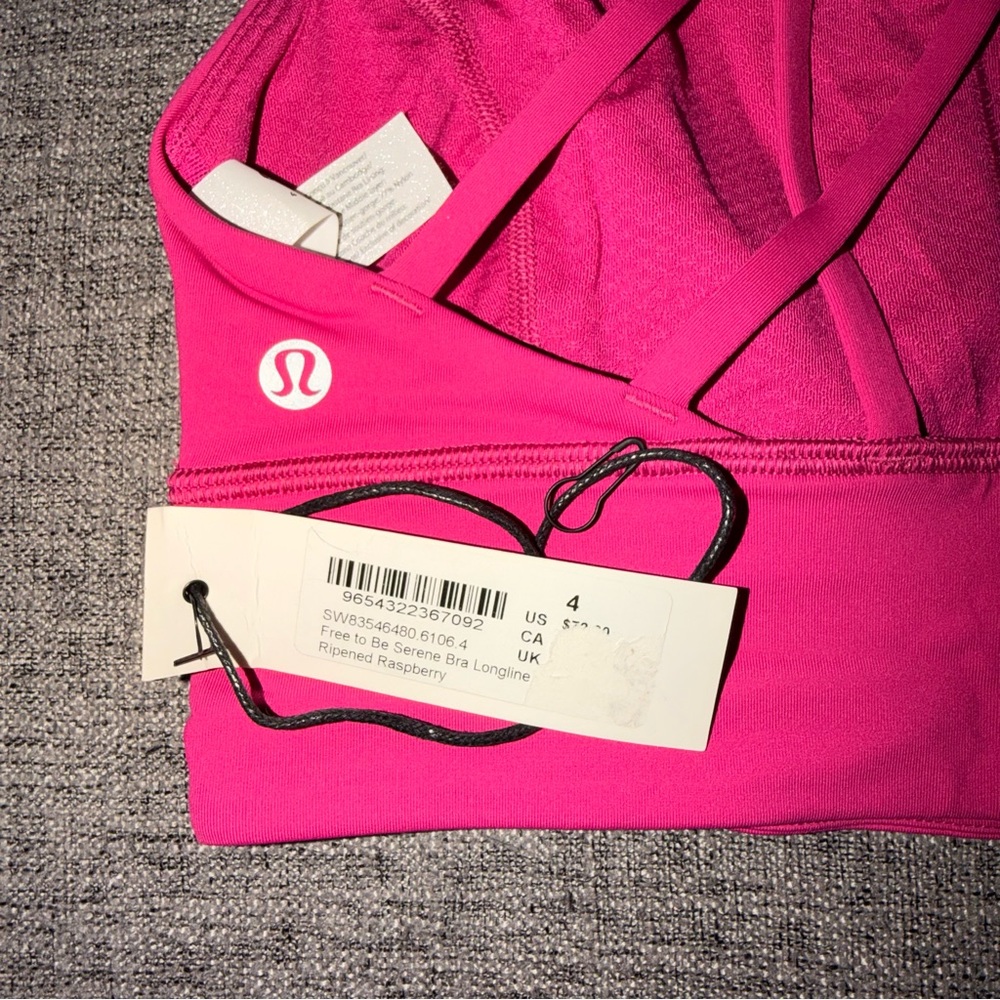 Lululemon Free To Be Serene Long Line Ripened Raspberry Size 4 - Picture 5 of 5